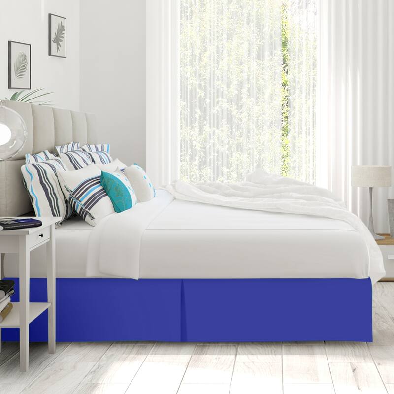 Clara Clark Pleated Bed Skirt-14 inch Tailored Drop - Soft Double Brushed Premium Microfiber Ruffle Bed Skirt - Includes 8 Pins