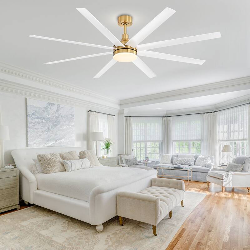 72 Inch Gold LED Ceiling Fan with Light Remote(8-Blade)
