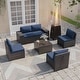 preview thumbnail 98 of 99, Outdoor Patio Furniture Set, All Weather PE Wicker Sectional Conversion Sofa set with Firepit(Optional)