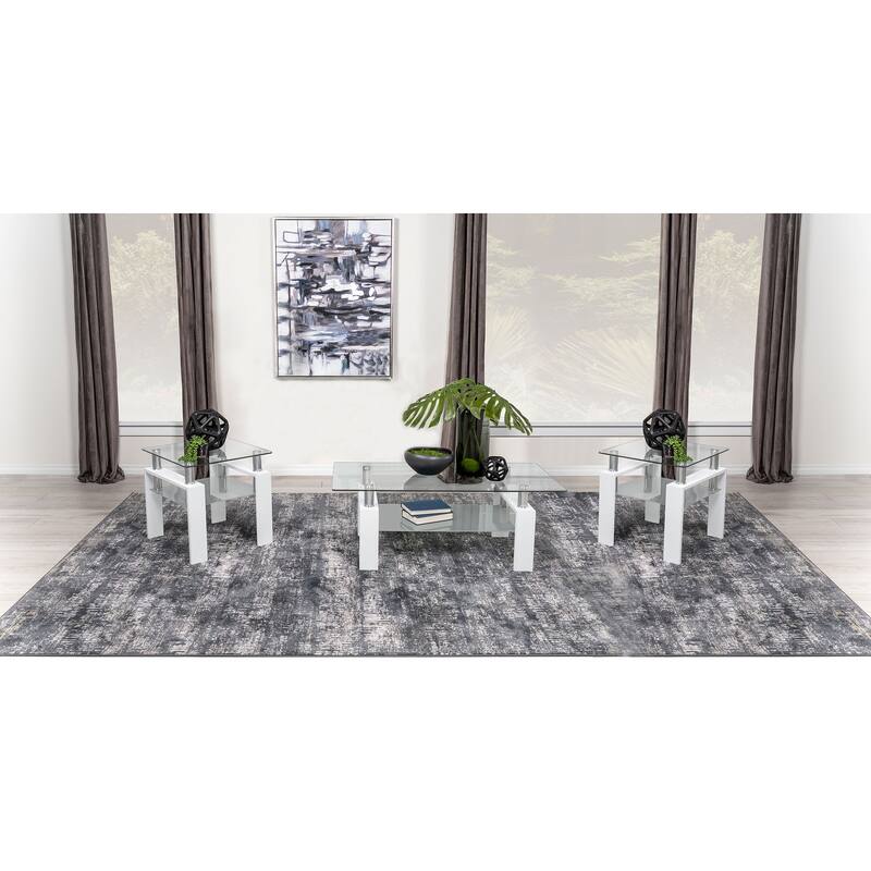 Dyer Rectangular Coffee And End Table Set - 3-piece set - White
