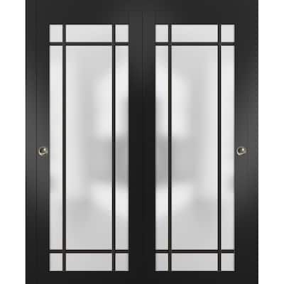 Bypass Doors 36 x 80 Planum 2112 Matte Black Sturdy Rails