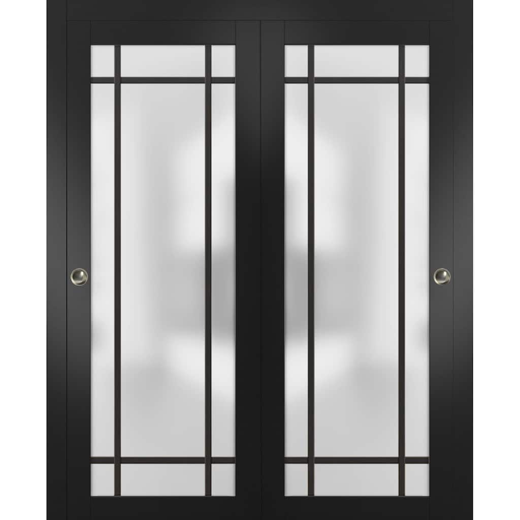 Bypass Doors 36 x 80 Planum 2112 Matte Black Sturdy Rails