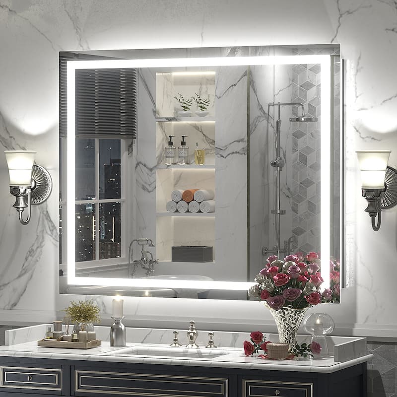 KIOTEE Super Bright Anti-fog LED Bathroom Mirror with Backlit and Front Lighting 3-Year Warranty - 44x36