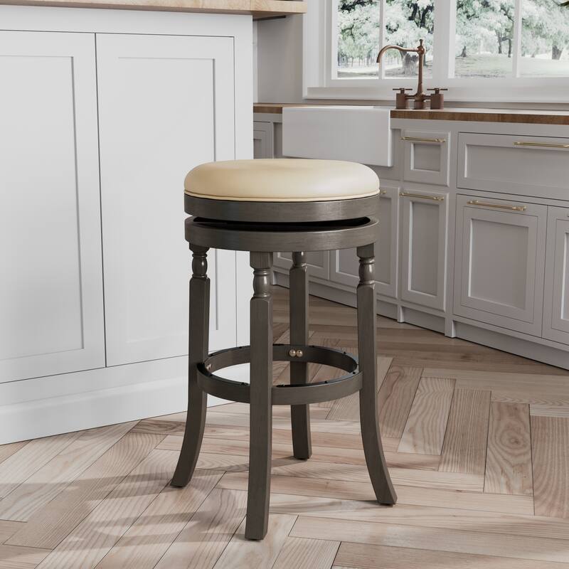 30" Bar Stool, Weathered Gray Finish