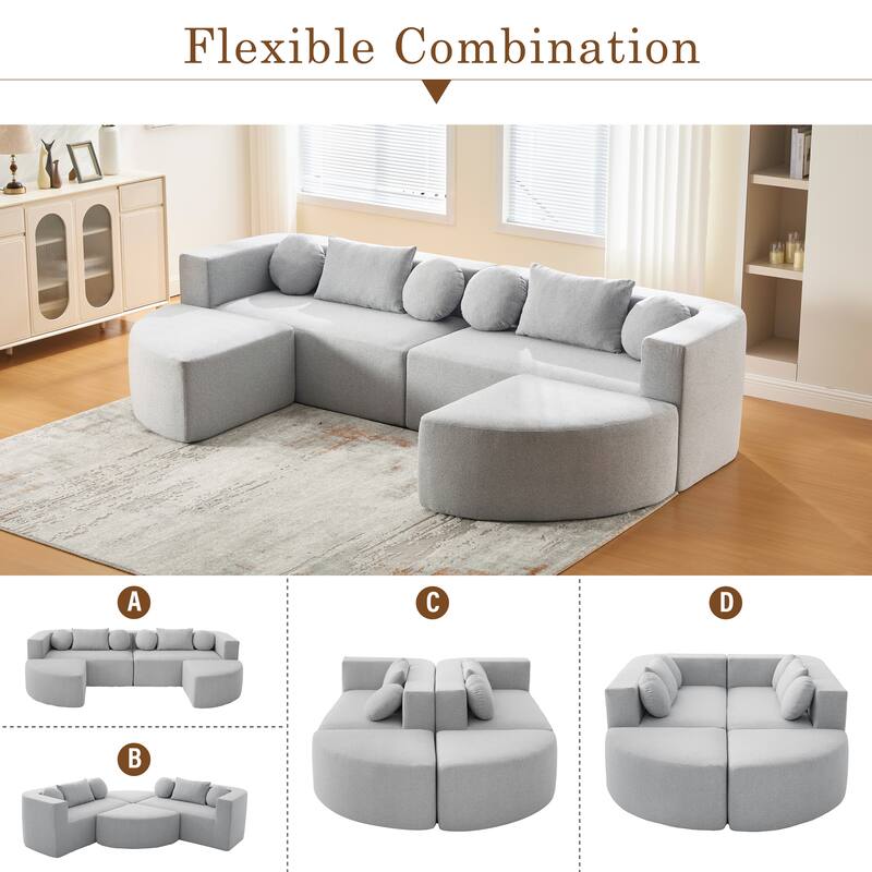 Anmytek Modular Sectional Sofa Bed 114.9" Free Combined Deep Seating Curved Design