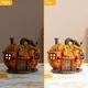 preview thumbnail 1 of 9, Glitzhome 8.5"L Fall Lighted Resin Pumpkin House Table Decor with Timer