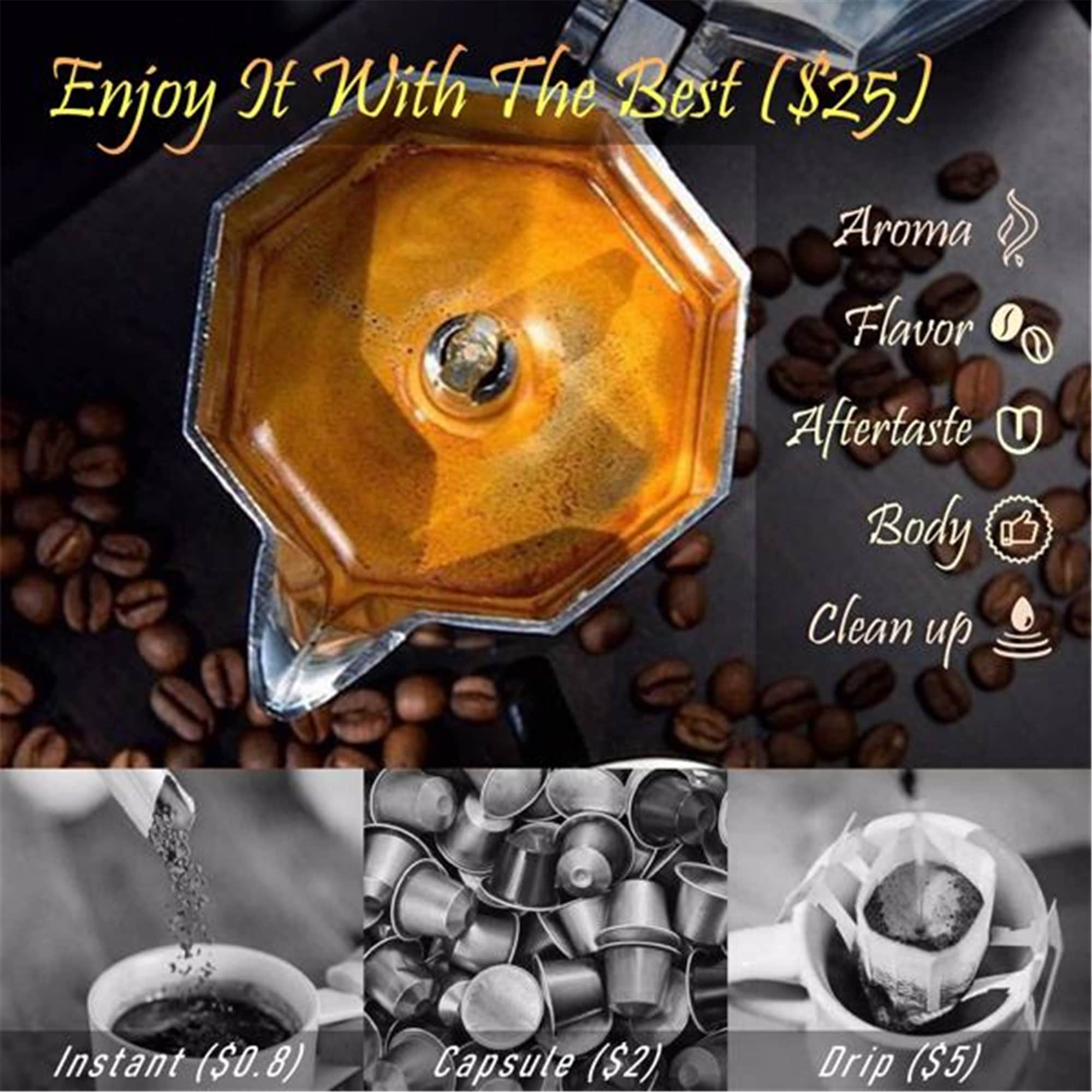 Senhu Moka Pot 3 Espresso Cup - 150ml/5 oz Stovetop Espresso Maker Cuban Coffee  Maker Italian Espresso Greca Coffee Maker 