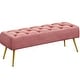 preview thumbnail 26 of 30, Yaheetech Upholstered Footstool Velvet Ottoman Button-Tufted Table Bench - 45"×16"×17" Pink