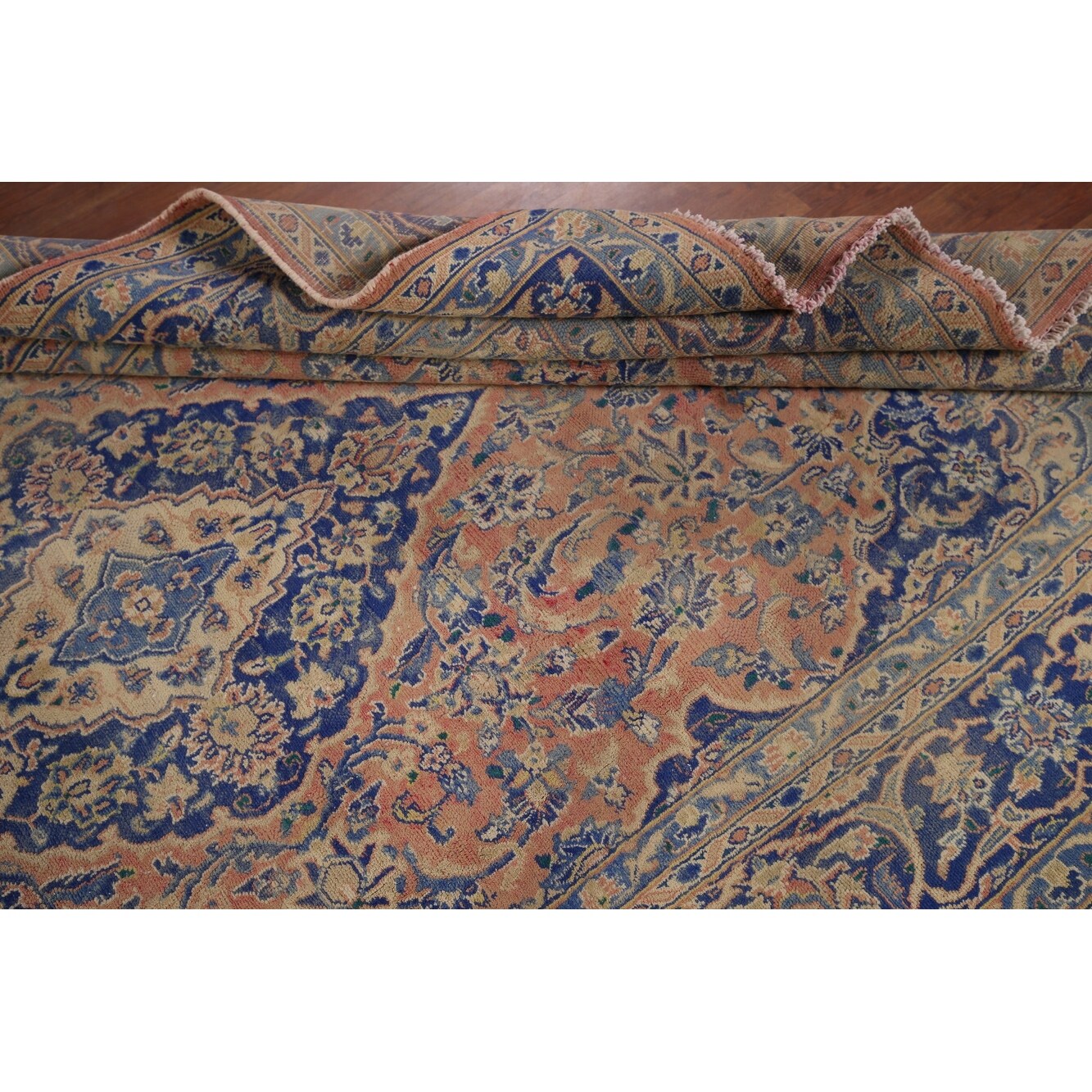 Mashad Vintage Persian Area Rug Hand-Knotted Wool Carpet - 6