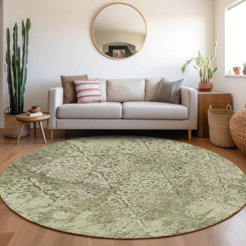 Machine Washable Indoor/ Outdoor Chantille Distressed Traditional Rug
