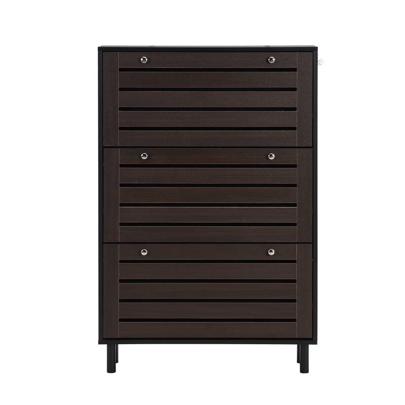 Free Standing Shoe Cabinet with 3 Flip Drawers