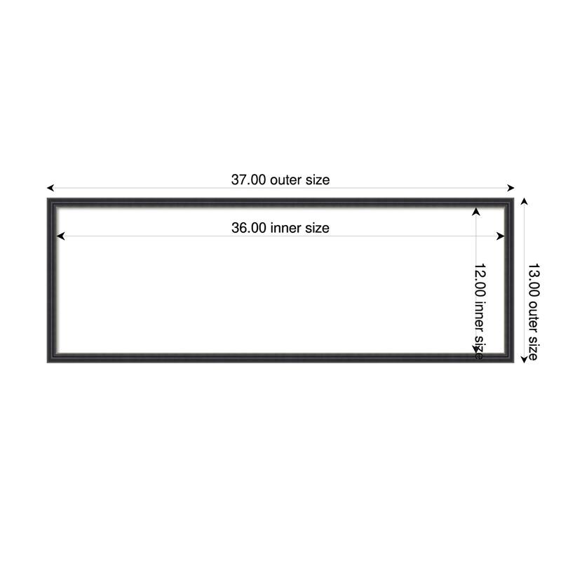 Amanti Art Stylish Black Narrow Framed Dry Erase Magnetic Board - 37 x 13 in