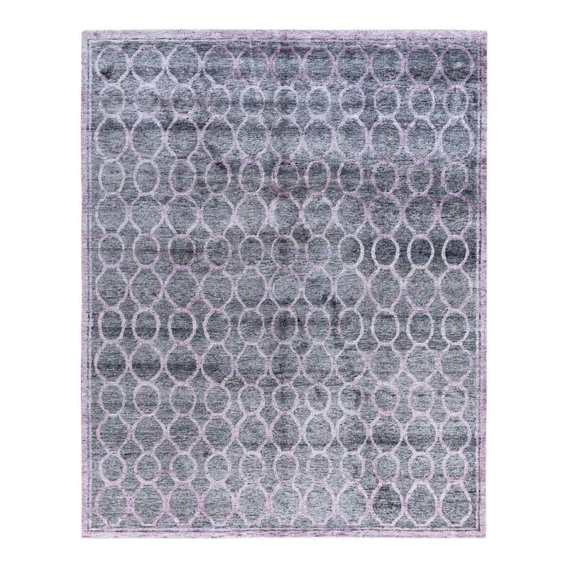 Modern One-of-a-Kind Hand-Knotted Area Rug - Pink, 8' 2" x 10' 1" - 8' 2" x 10' 1"