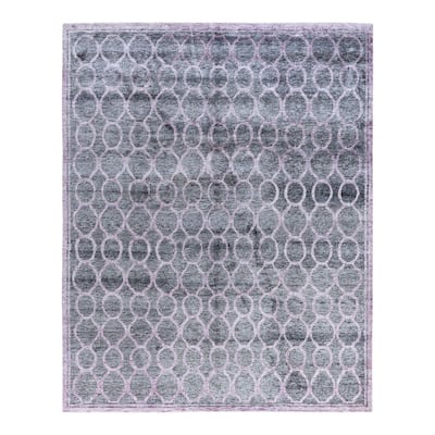 Modern One-of-a-Kind Hand-Knotted Area Rug - Pink, 8' 2" x 10' 1" - 8' 2" x 10' 1"