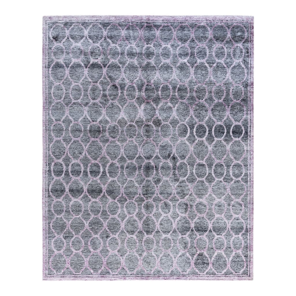 Modern One-of-a-Kind Hand-Knotted Area Rug - Pink, 8' 2" x 10' 1" - 8' 2" x 10' 1"