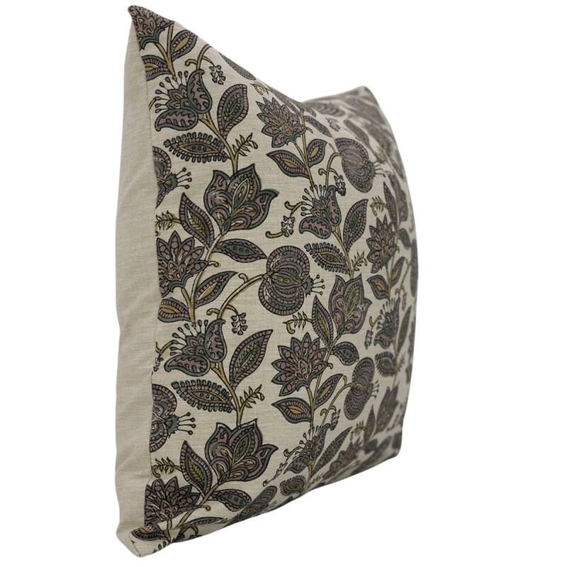 Fabdivine Floral Throw Fall Summer Décor Pink Pillow Cover Handmade Linen, for Farmhouse Guest Room or Couch, Custard Apple