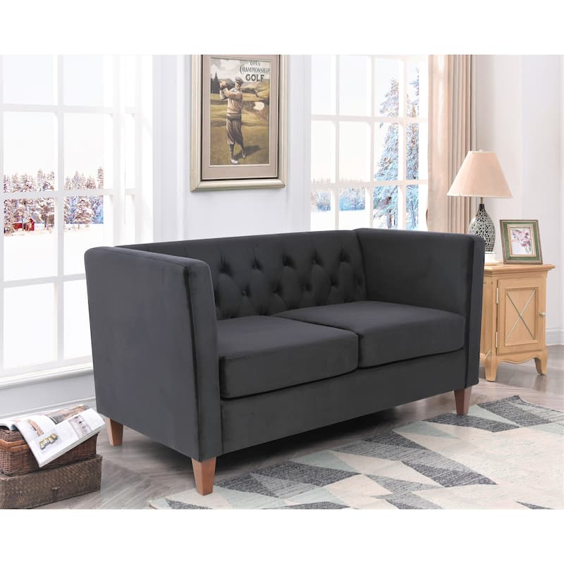 Lisette 56.7'' Velvet Square Arm Loveseat