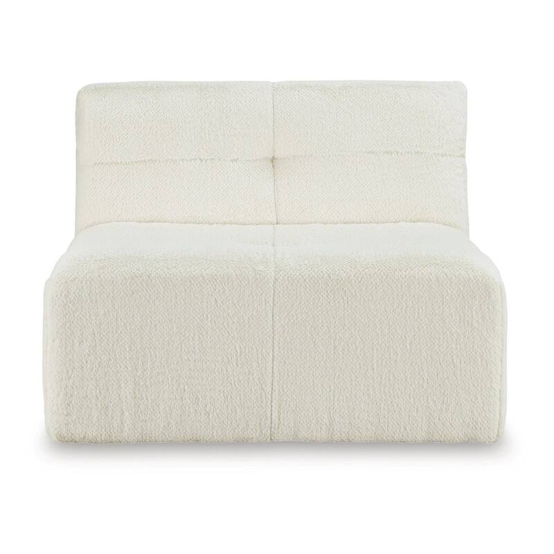 Accent Chair, Cushioned Tufted Seat and Back, White Polyester Faux Fur