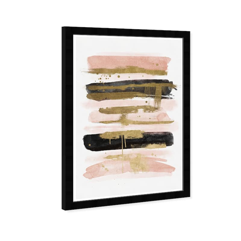 Wynwood Studio Prints Abstract Blush and Black Brush Lines Pink and Light Pink Modern & Contemporary Wall Art Canvas Print