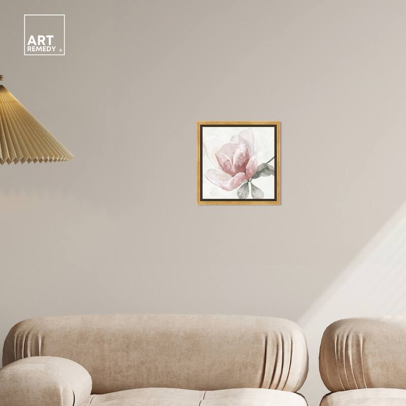 Art Remedy Faded Blush Rose Framed Floral Fine 1 Piece Canvas Wall Art