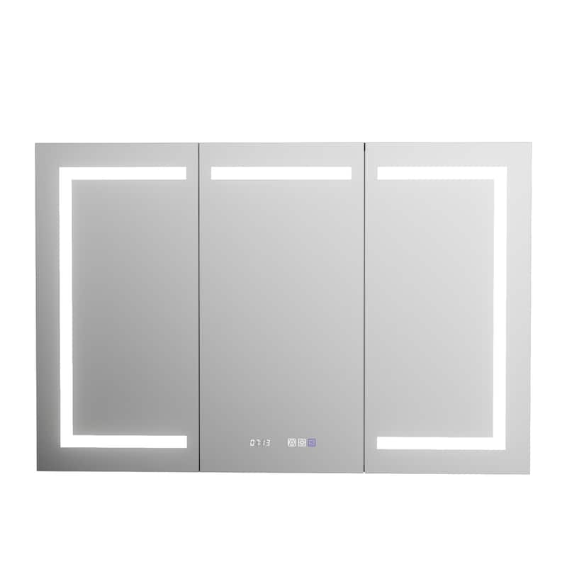 Modland 30"-60"W x 32"H Bathroom LED Medicine Cabinet with Mirror and Shelves, Defog and Stepless Dimming - 48x32 - Triple Door
