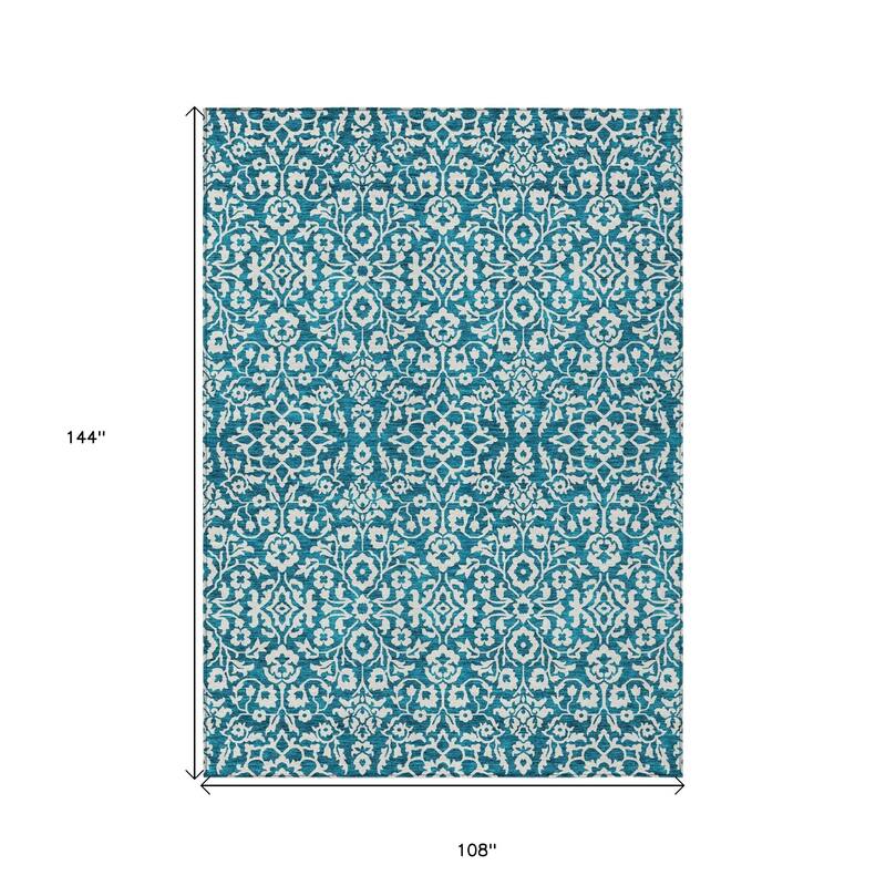 HomeRoots Damask Traditional Rectangle Outdoor Rug