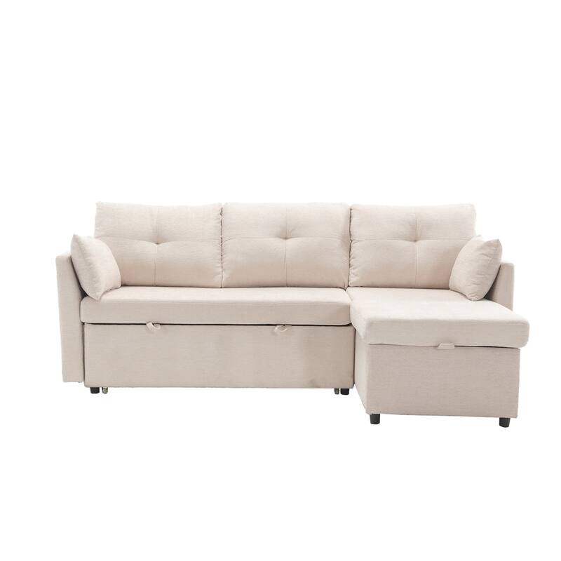 Modular Sectional Sofa L Shaped Modular Couch with Reversible Chaise - Beige+Chenille