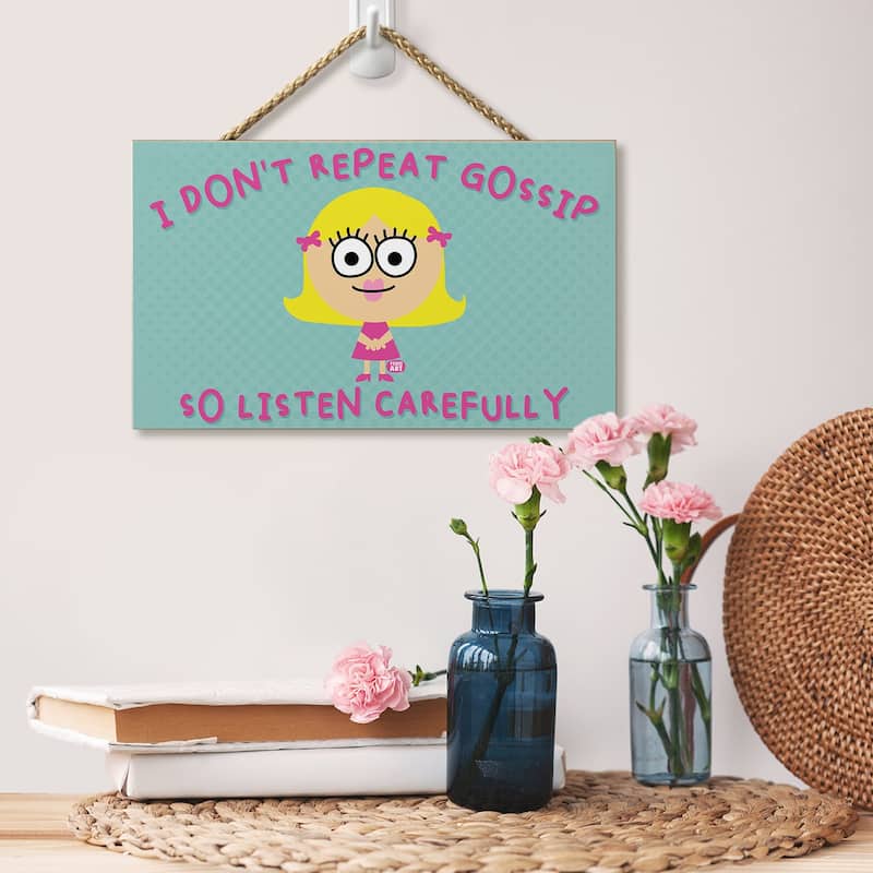 Gossip Hanging Wood Sign 9.5" x 5.75" Made in the USA - Multi