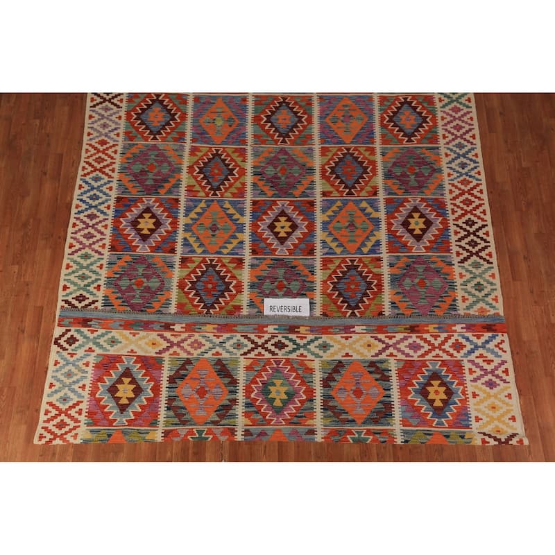 All-Over Kilim Oriental Area Rug Flatweave Tribal Wool Carpet - 8'2"x 11'7"