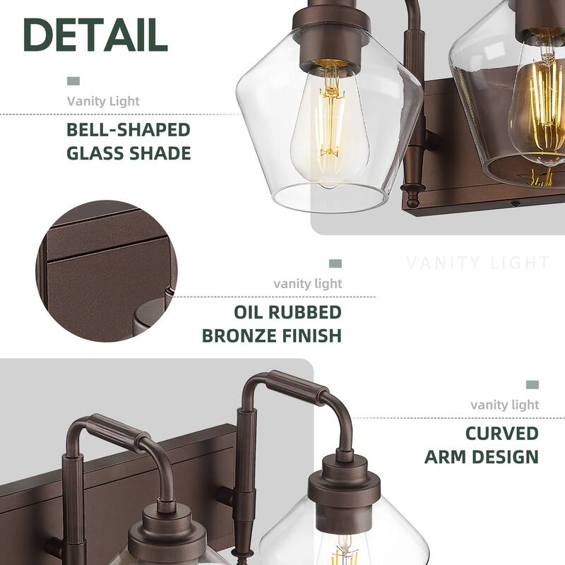 Modern 3/4-Light Bathroom Vanity Light in Oil-Rubbed Bronze/Gold