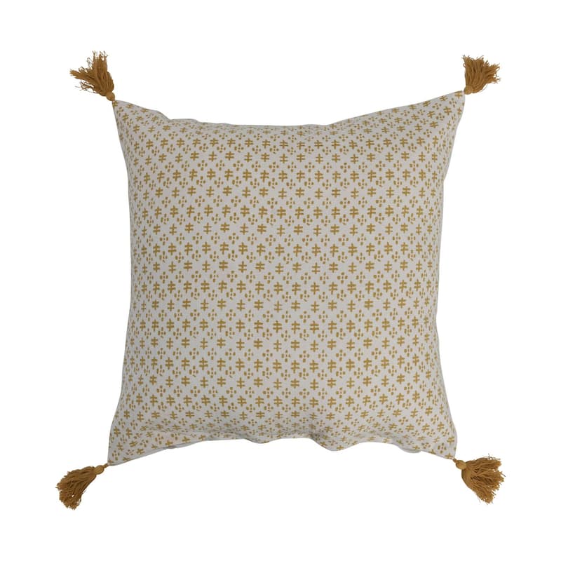Cotton Pillow with Pattern and Tassels