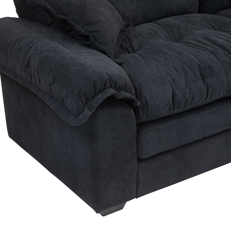 84" Chenille Sofa Small Sofa Loveseat Deep Seat Sofa Couch with 2 Throw Pillows & Memory Foam Lounge