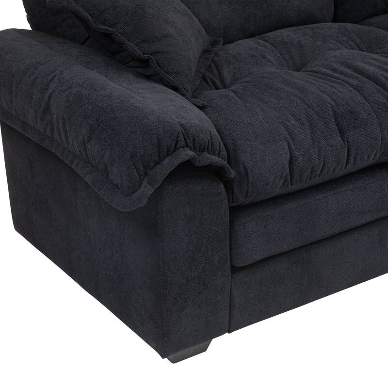 Small Sofa Loveseat Deep Seat Sofa Couch with 2 Throw Pillows, 2-Seater Settee with Pillow Top Armrests
