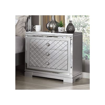 1pc Nightstand Bedside Table Hidden Jewelry Drawer Chrome Square Knob USB Charger Bedroom Furniture