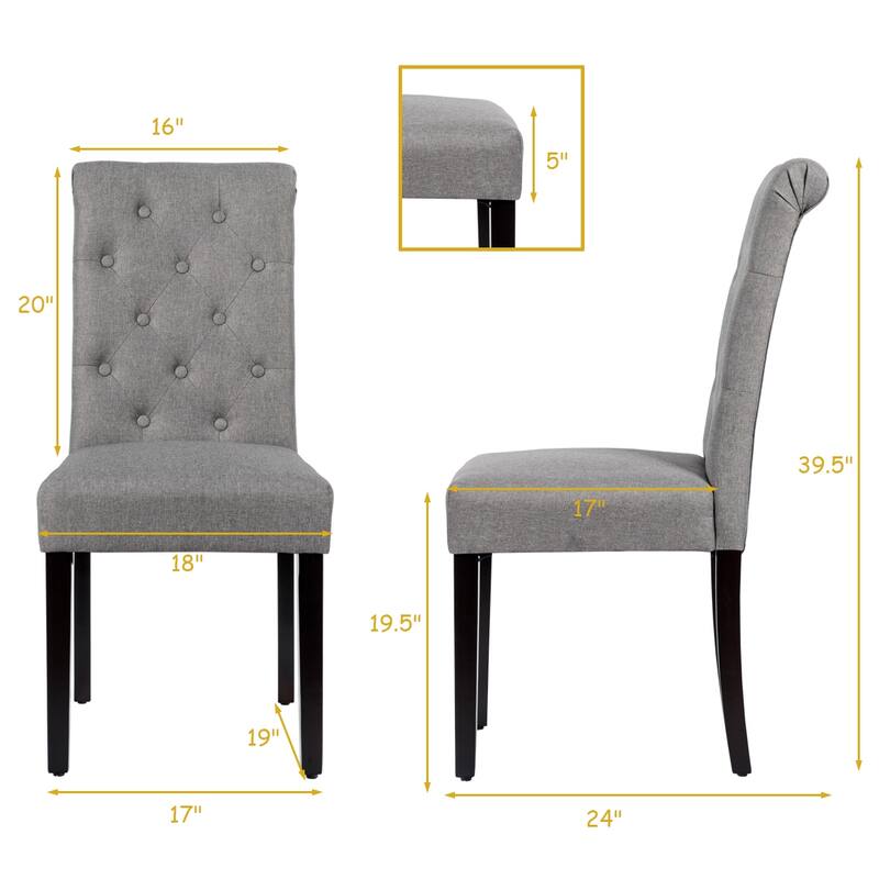 Costway Set of 2 Parsons Upholstered Fabric Chair with Wooden Legs