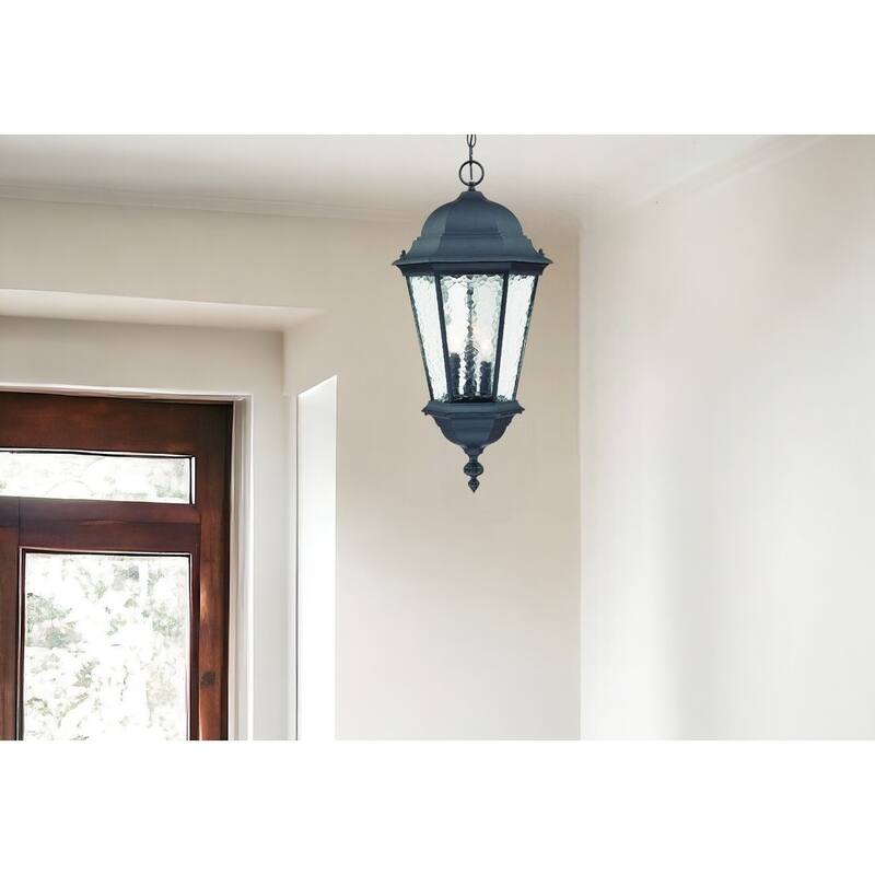 HomeRoots Telfair 3-Light Matte Black Hanging Light - 12.5' X '26' X '12.5 - 12.5' X '26' X '12.5