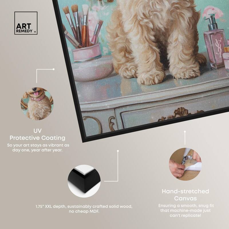 Puppy at the Vanity Canvas by Art Remedy
