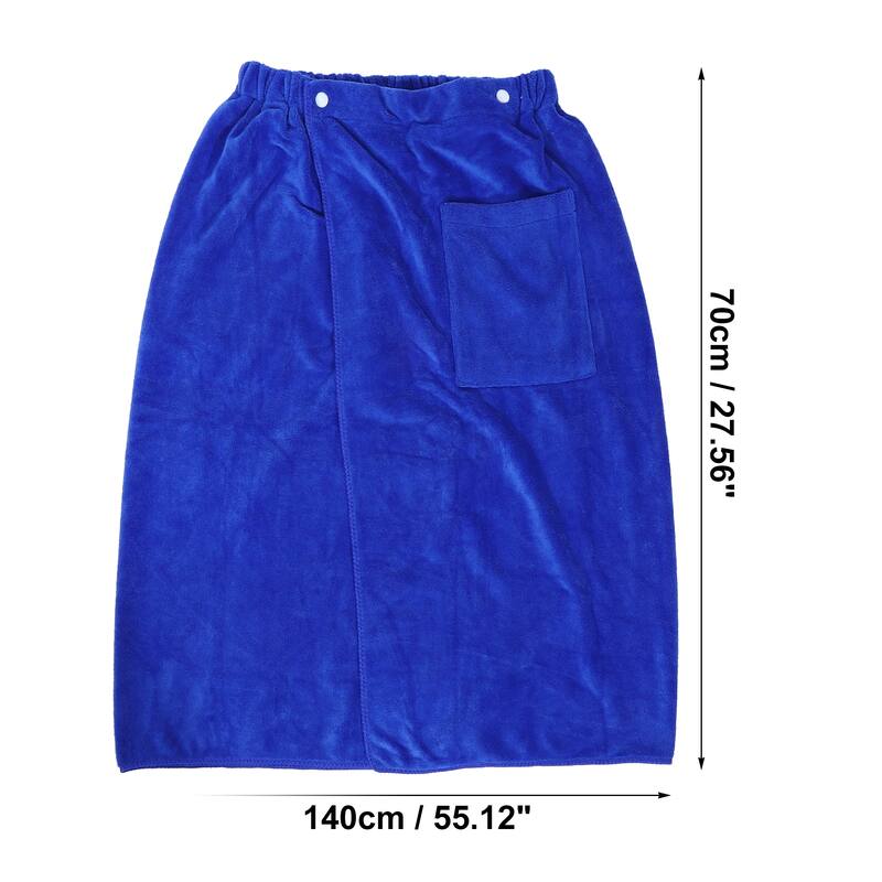 2 Pcs Men's Bath Wrap Towel, Body Wrap for Shower Spa, Adjustable Robes Blue Brown