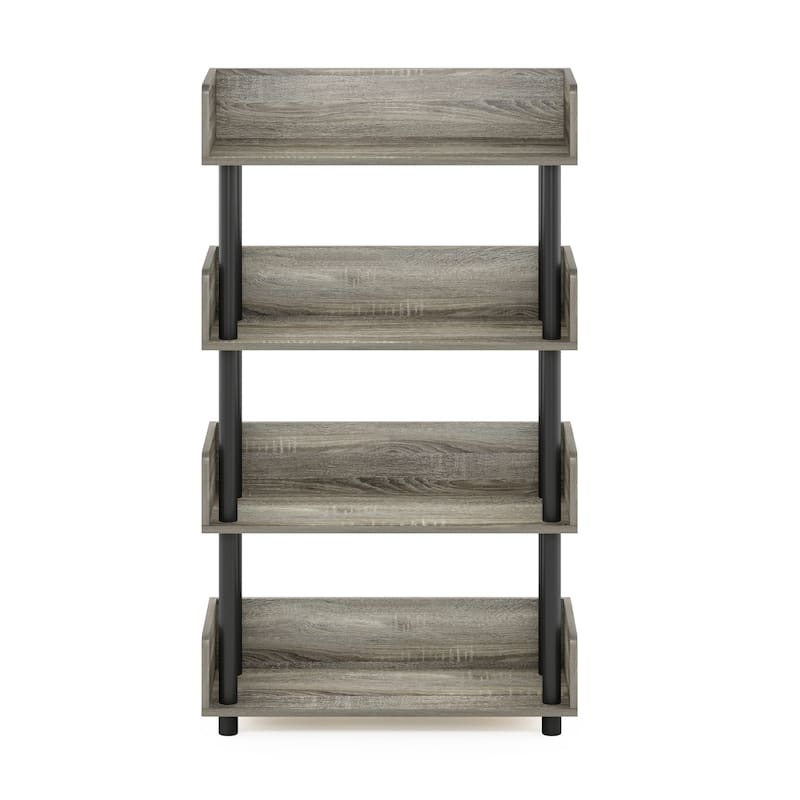4 Tiers Wood Household Shelving Unit in French Oak/Black (23.62 in. W x 41.1 in. H x 9.21 in. D) - 23.62