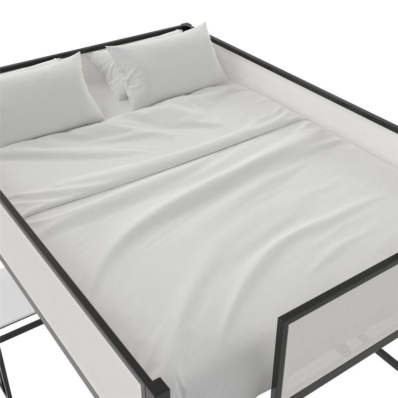 Full Loft Bed with Desk and Shelves for Kids and Teens, Space-Saving Design with Study Area and Storage