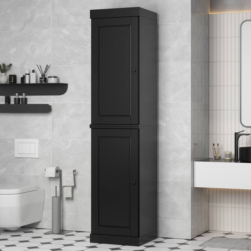 100% Solid Wood 16.5" Bathroom Cabinet with Optional Doors by Palace Imports - Black-Solid