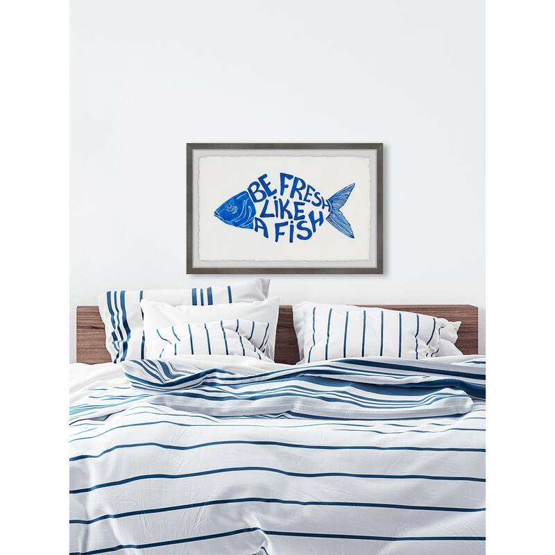 Be Fresh like a Fish Framed Wall Art, Elegant Home Touch - Sophisticated Artwork for Refined Décor