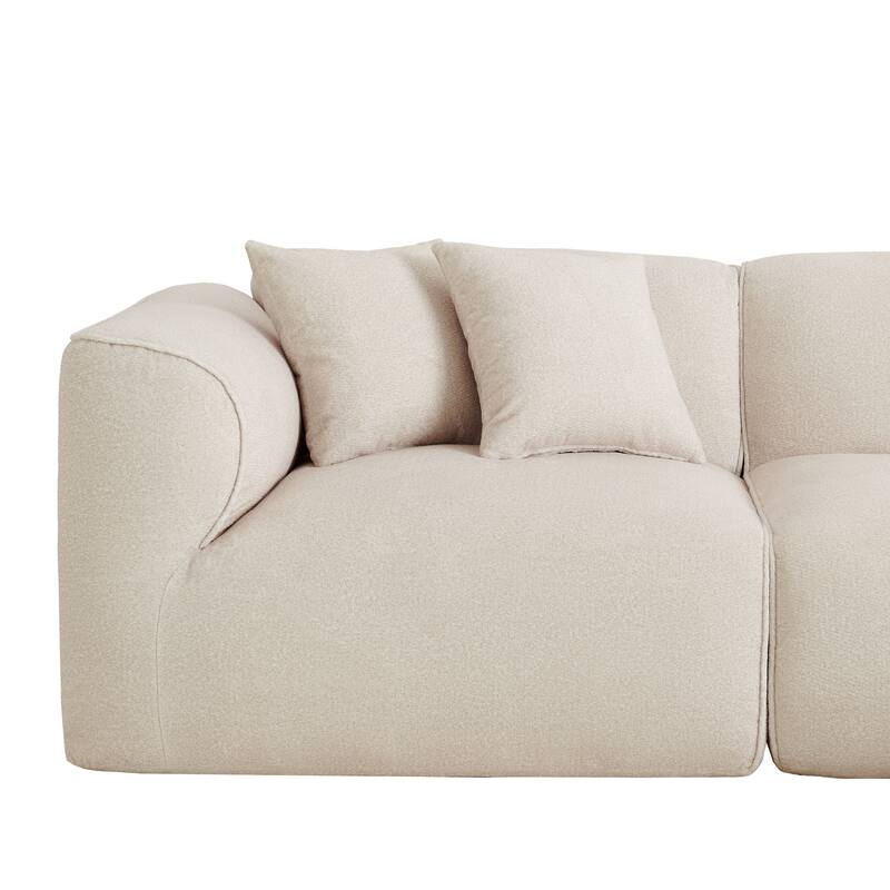 4-Seater Velvet Sofa with Detachable Footstool - Double-Needle Cut, Pure Sponge Cushions & 3 Throw Pillows for Living Room