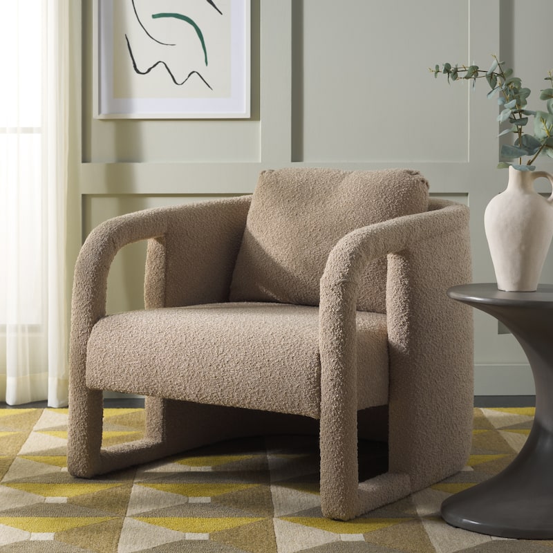SAFAVIEH Leonie Accent Chair - 29" W x 31" D x 25" H - 29"W x 31"D x 25"H - Tan