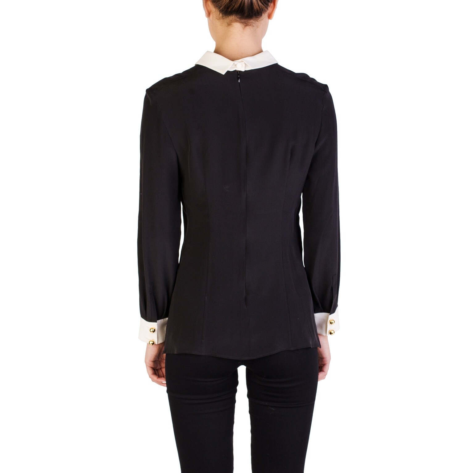 Shop Prada Women S Silk Long Sleeve Blouse Two Tone 44 Free