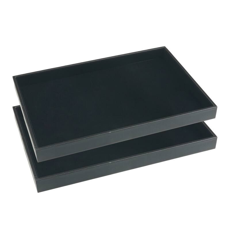 Set of 2 Stackable Velvet Jewelry Organizer Trays with Removable Dividers for Drawers, Jewelry Container Case Storage Holder
