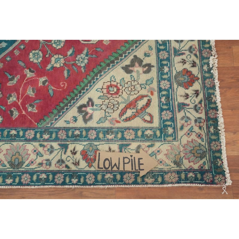 Hand Knotted Oriental 100% Wool Carpet Traditional Floral Pink Tabriz Area Rug - 6' 3'' X 4' 7''
