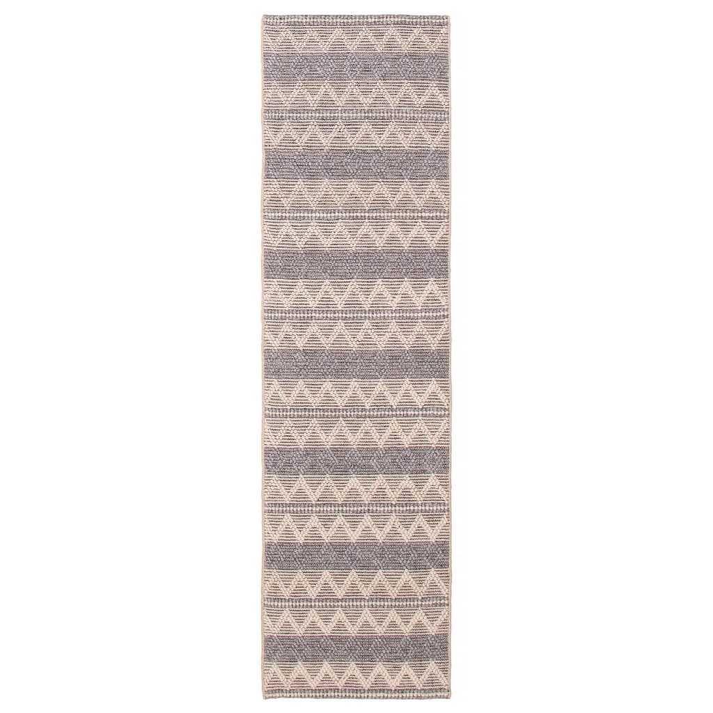 ECARPETGALLERY Braid weave Sienna Grey Wool Rug - 2'8 x 9'9
