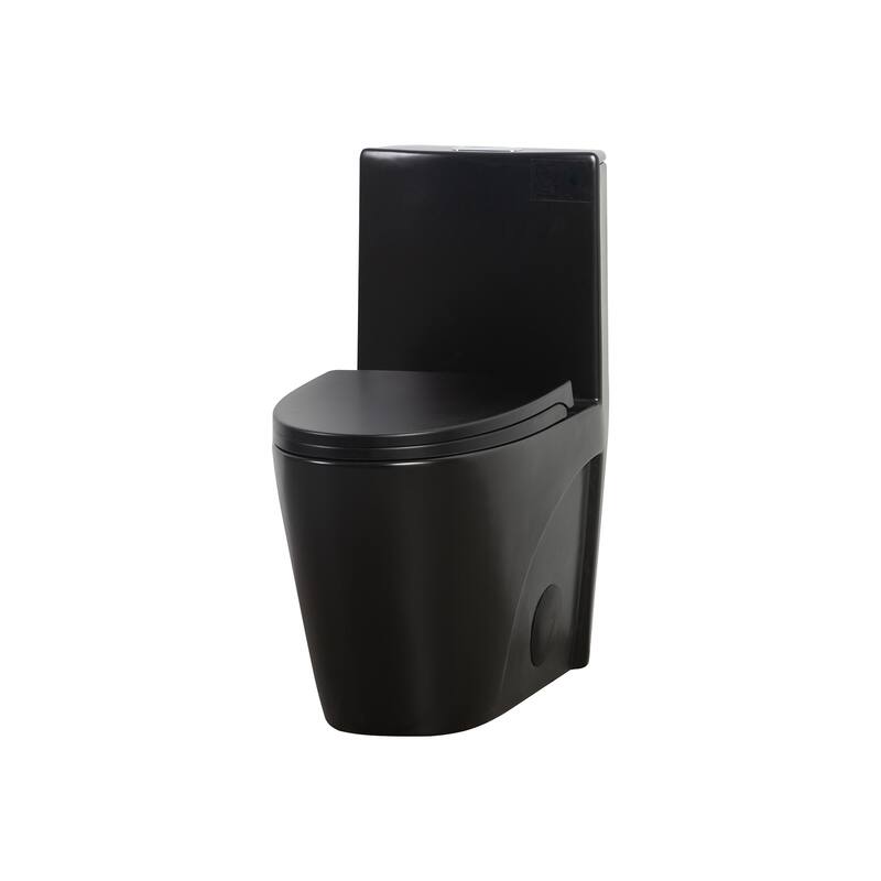 1.1/1.6 GPF Dual Flush 1-Piece Elongated Toilet with Matte Black