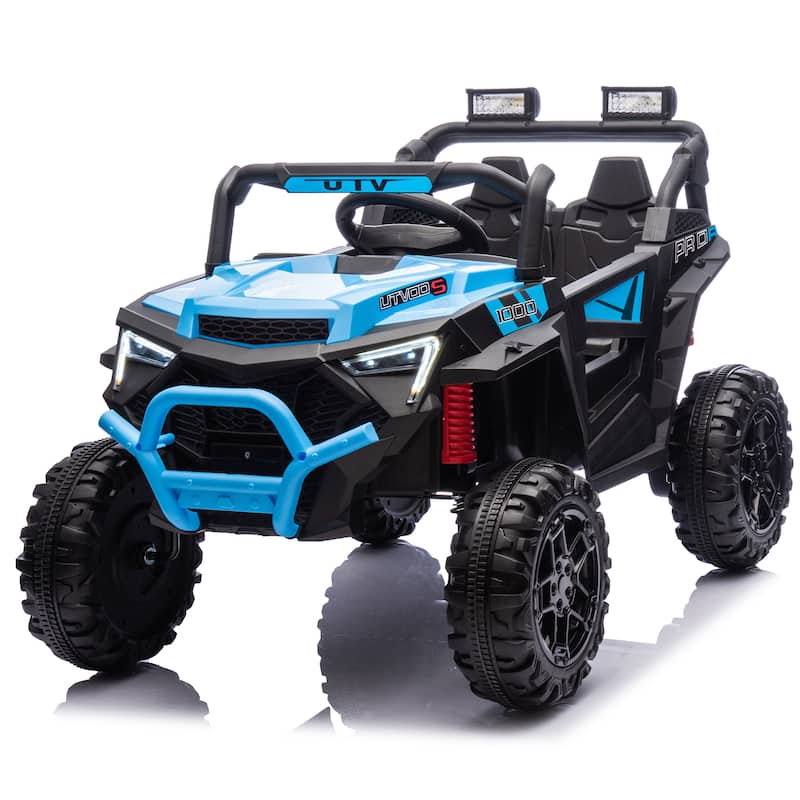 24V Kids Electric UTV Ride-On for Ages 3+, 400W with Remote Control & Bluetooth - Blue